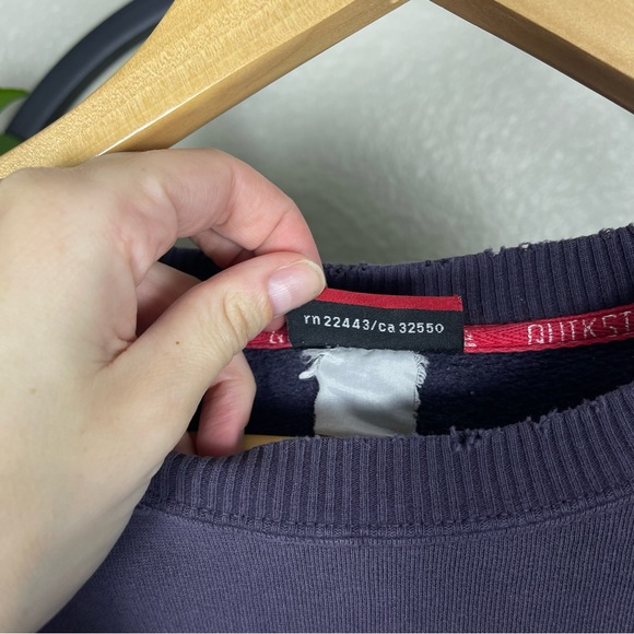 Vtg 90s Y2K Quiksilver Hoodie L Pullover Sweatshirt Grunge Trashed Distressed - Picture 8 of 13